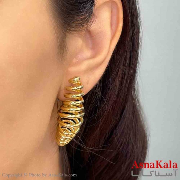 گوشواره فشن طرح حلقه آینه ای رنگ طلایی کد GSH151996W