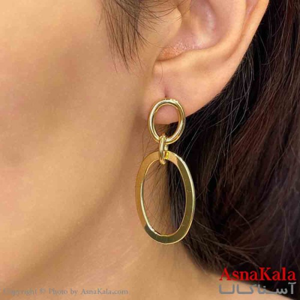 گوشواره فشن طرح حلقه آینه ای رنگ طلایی کد GSH151997W