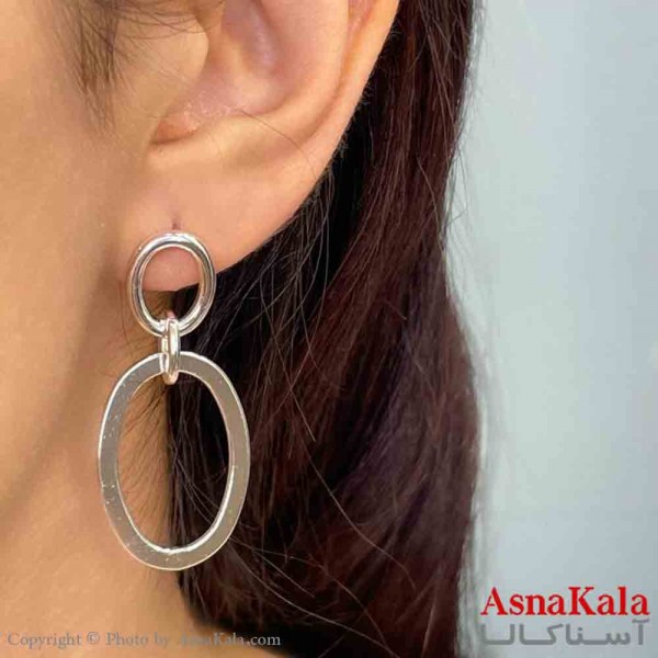 گوشواره فشن طرح آینه ای رنگ نقره ای کد GSH151998W