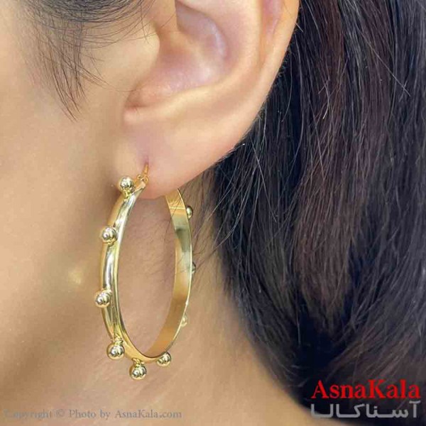 گوشواره فشن طرح حلقه آینه ای رنگ طلایی کد GSH151999W