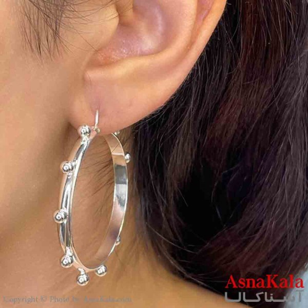 گوشواره فشن طرح آینه ای رنگ نقره ای کد GSH152000W