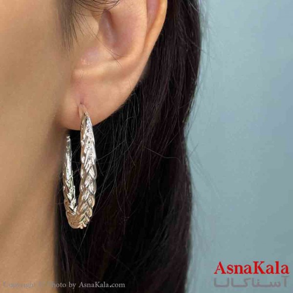 گوشواره فشن طرح آینه ای رنگ نقره ای کد GSH152001W