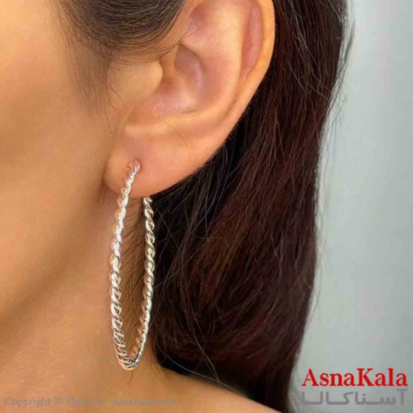 گوشواره فشن طرح آینه ای رنگ نقره ای کد GSH152003W