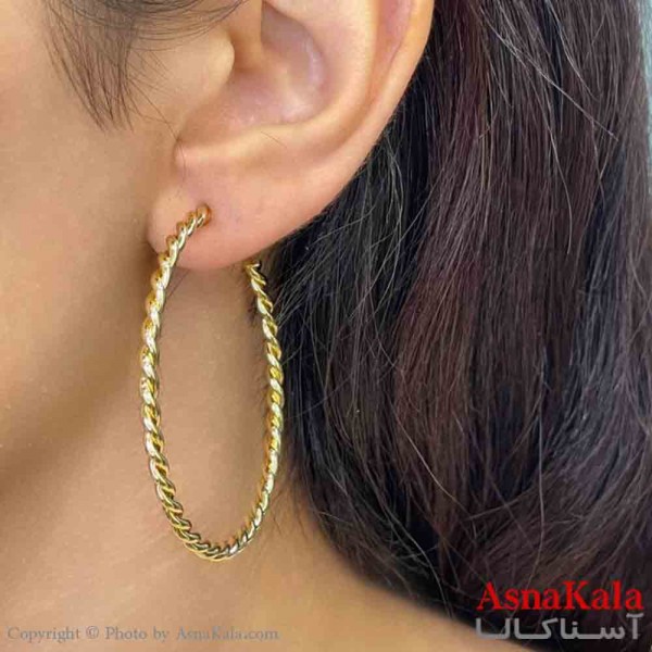 گوشواره فشن طرح حلقه آینه ای رنگ طلایی کد GSH152004W