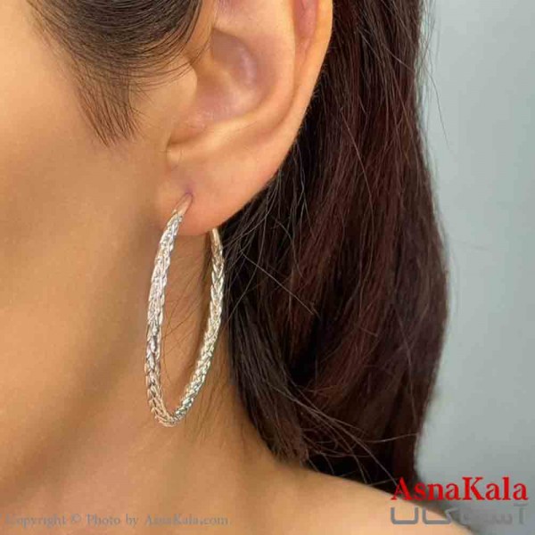 گوشواره فشن طرح آینه ای رنگ نقره ای کد GSH152005W