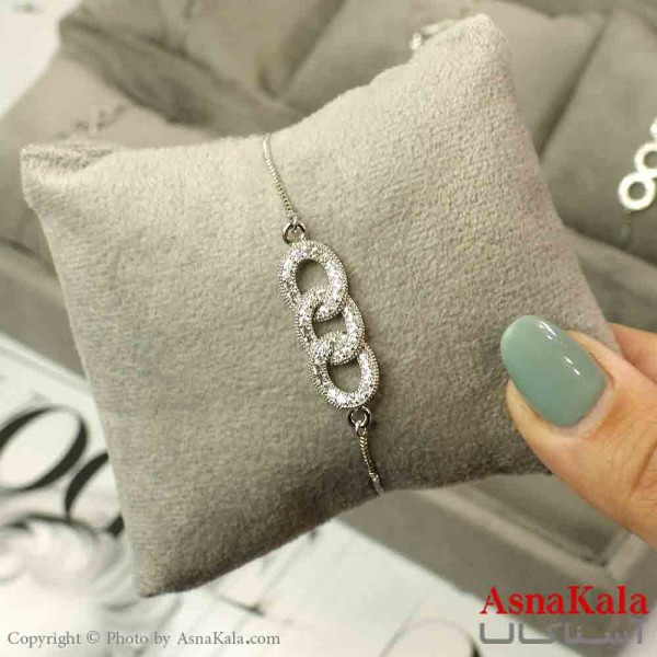 دستبند آسانسوری استیل نقره ای طرح کارتیر کد DSB181492W