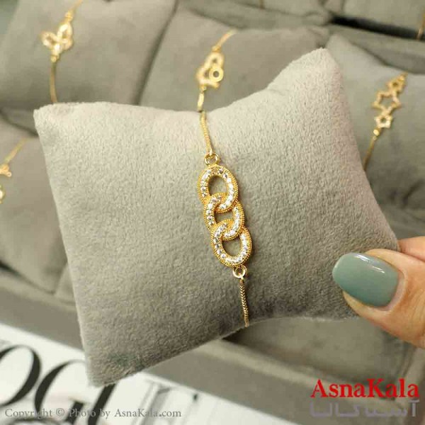 دستبند آسانسوری استیل طلایی طرح کارتیر کد DSB181503W