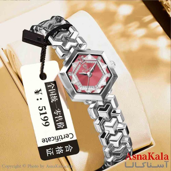 ساعت زنانه بین باند جنس بندفولاد ضدزنگ، شیشه معدنی الماس ضدخش، موتور کوارتز کد WTCH11401W