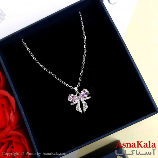 گردنبند جواهری نقره ای دخترانه استیل با طول 45 سانتی متر کد GNB161918W