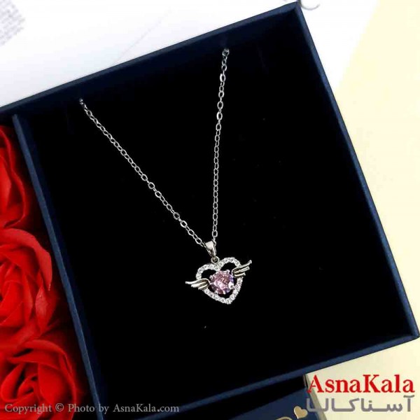 گردنبند جواهری نقره ای دخترانه استیل با طول 45 سانتی متر کد GNB161920W