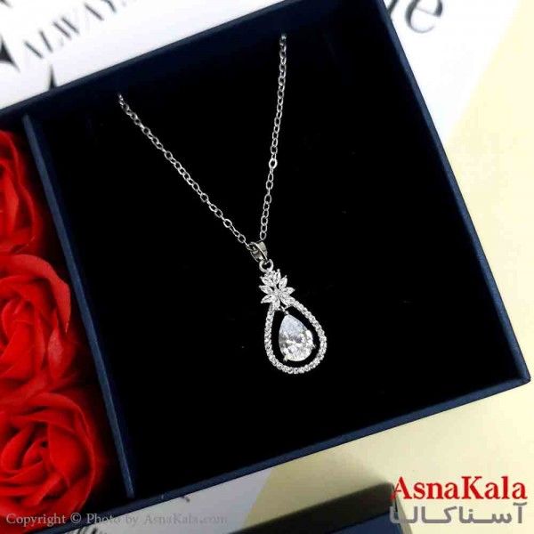 گردنبند جواهری نقره ای دخترانه استیل با طول 45 سانتی متر کد GNB161921W