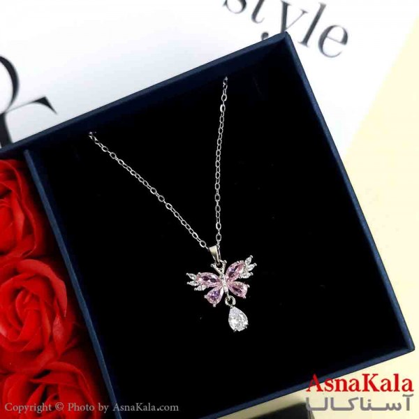 گردنبند جواهری نقره ای دخترانه استیل با طول 45 سانتی متر کد GNB161922W