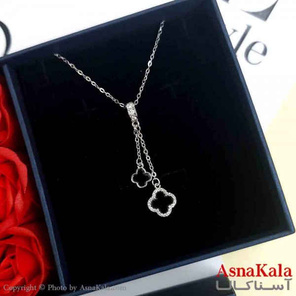 گردنبند جواهری نقره ای دخترانه استیل با طول 45 سانتی متر کد GNB161927W