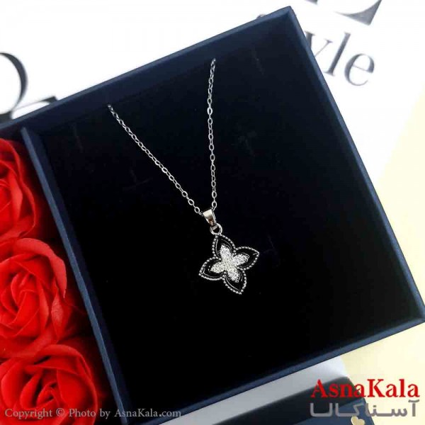 گردنبند جواهری نقره ای دخترانه استیل با طول 45 سانتی متر کد GNB161929W