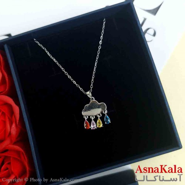 گردنبند ابر نقره ای دخترانه استیل با طول 45 سانتی متر کد GNB161935W