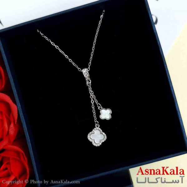 گردنبند ونکلیف نقره ای دخترانه استیل با طول 45 سانتی متر کد GNB161943W