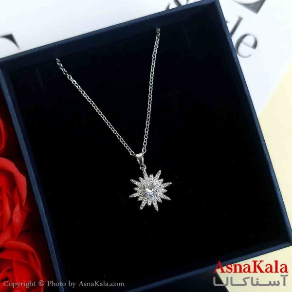 گردنبند نقره ای دخترانه استیل با طول 45 سانتی متر کد GNB161951W