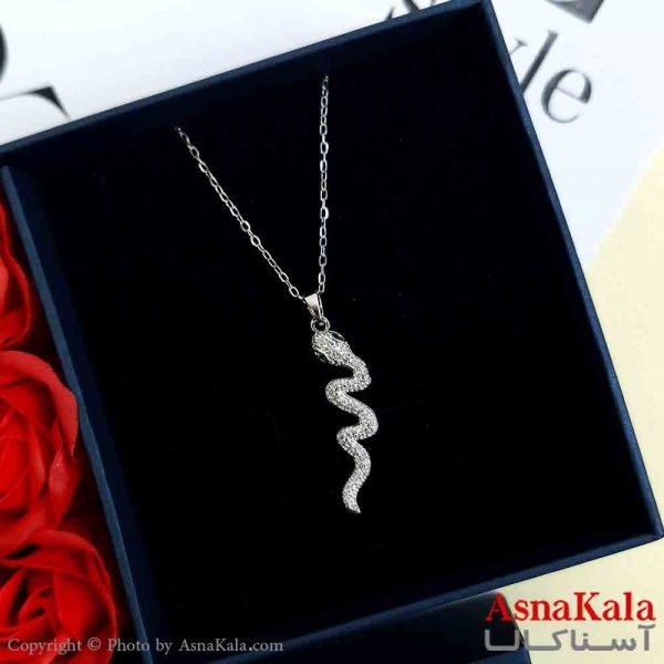 گردنبند مار نقره ای دخترانه استیل با طول 45 سانتی متر کد GNB161952W