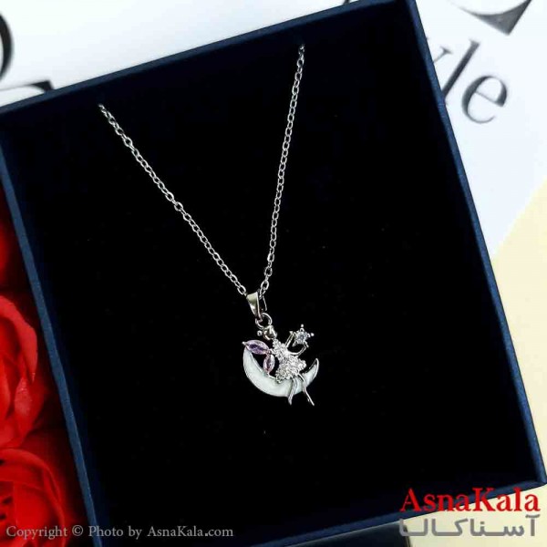 گردنبند فرشته نقره ای دخترانه استیل با طول 45 سانتی متر کد GNB161955W