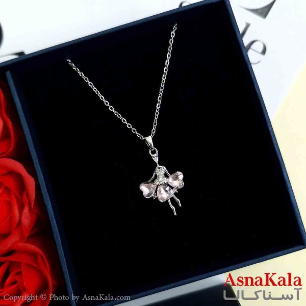 گردنبند قلب فرشته نقره ای دخترانه استیل با طول 45 سانتی متر کد GNB161957W