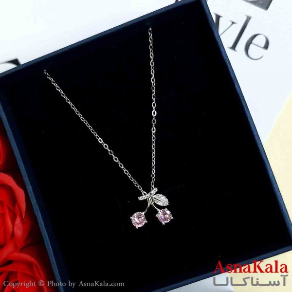 گردنبند گیلاس نقره ای دخترانه استیل با طول 45 سانتی متر کد GNB161961W