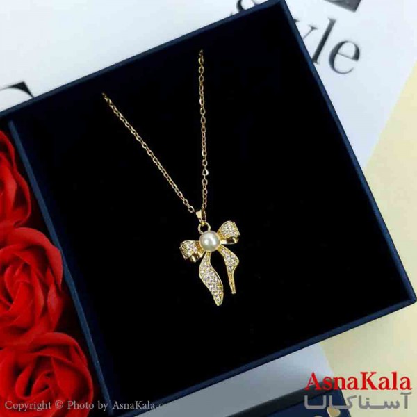 گردنبند پاپیون طلایی دخترانه استیل با طول 45 سانتی متر کد GNB161980W