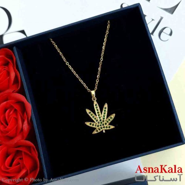 گردنبند ماریجوانا طلایی دخترانه استیل با طول 45 سانتی متر کد GNB161982W
