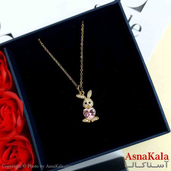 گردنبند خرگوش طلایی دخترانه استیل با طول 45 سانتی متر کد GNB161987W