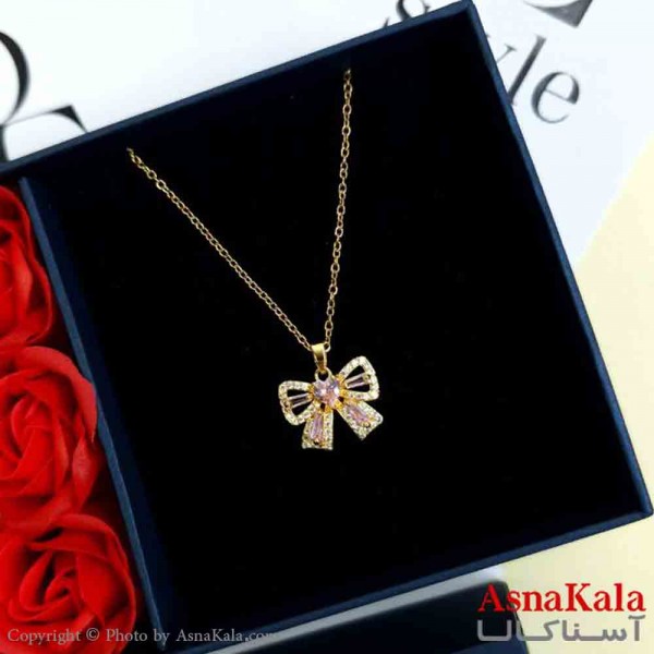 گردنبند پاپیون طلایی دخترانه استیل با طول 45 سانتی متر کد GNB161988W