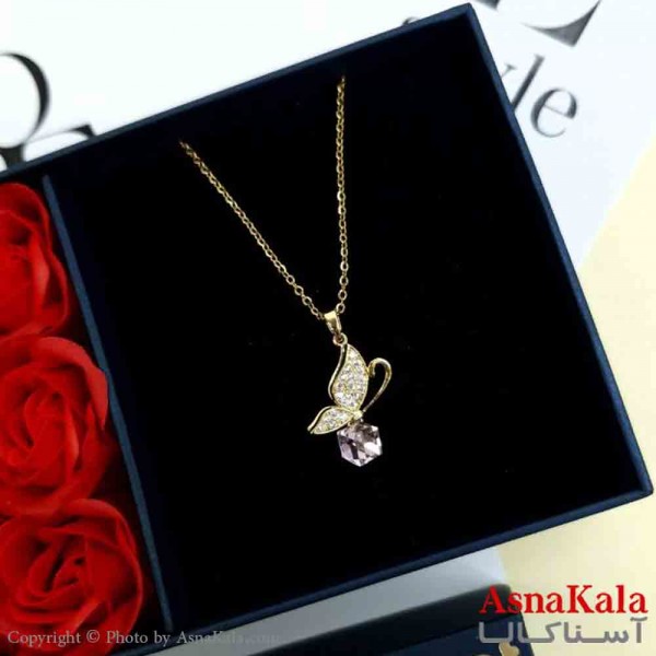 گردنبند پروانه طلایی دخترانه استیل با طول 45 سانتی متر کد GNB161989W