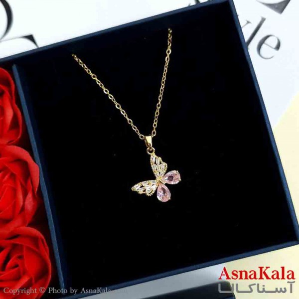 گردنبند پروانه طلایی دخترانه استیل با طول 45 سانتی متر کد GNB161991W