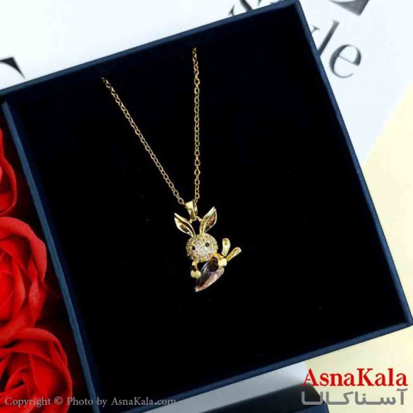 گردنبند خرگوش طلایی دخترانه استیل با طول 45 سانتی متر کد GNB161992W