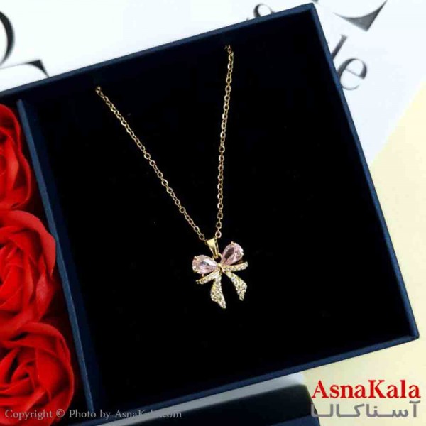 گردنبند پاپیون طلایی دخترانه استیل با طول 45 سانتی متر کد GNB161993W