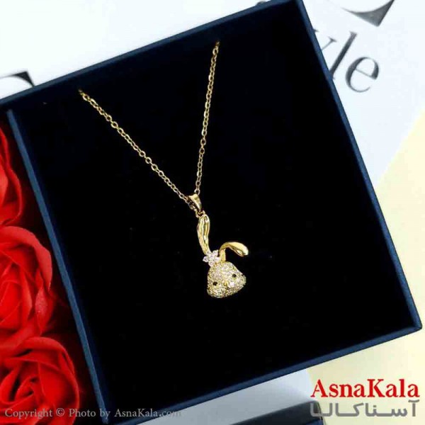 گردنبند خرگوش طلایی دخترانه استیل با طول 45 سانتی متر کد GNB162003W