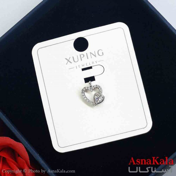 آویز ژوپینگ دخترانه نگیندار رنگ نقره ای کد GNB162013W