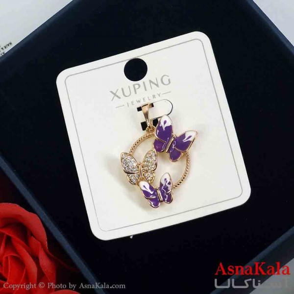 آویز ژوپینگ پروانه دخترانه نگیندار رنگ طلایی کد GNB162017W