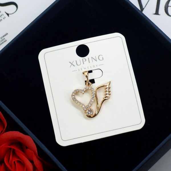 آویز ژوپینگ قلب دخترانه نگیندار رنگ طلایی کد GNB162018W