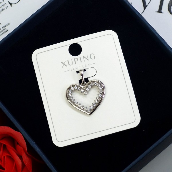 آویز ژوپینگ قلب دخترانه نگیندار رنگ نقره ای کد GNB162020W