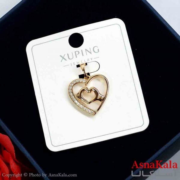 آویز قلب ژوپینگ دخترانه نگیندار رنگ طلایی کد GNB162032W