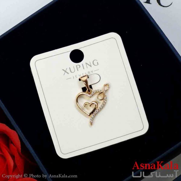 آویز قلب و بی نهایت ژوپینگ دخترانه نگیندار رنگ طلایی کد GNB162035W