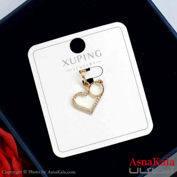 آویز قلب و حلقه ژوپینگ دخترانه نگیندار رنگ طلایی کد GNB162036W