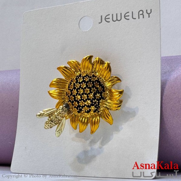 سنجاق سینه زنانه مدل گل و زنبور کد HAIR131037W