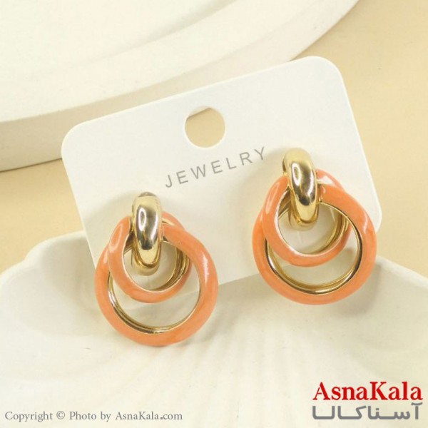 گوشواره میناکاری فشن رنگ طلایی کد GSH152037W