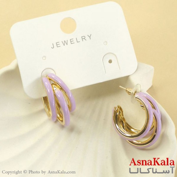 گوشواره میناکاری فشن رنگ طلایی کد GSH152038W