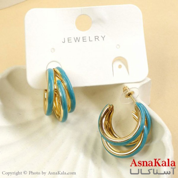 گوشواره میناکاری فشن رنگ طلایی کد GSH152040W