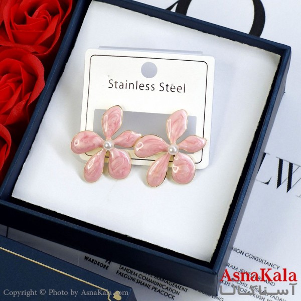 گوشواره میناکاری فشن رنگ طلایی کد GSH152045W