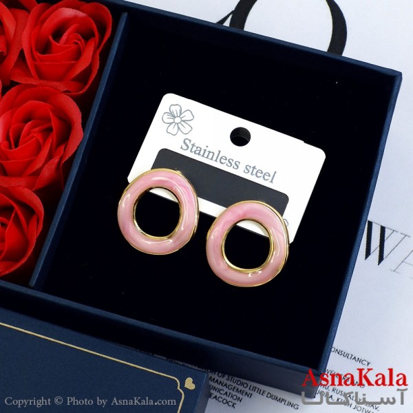 گوشواره میناکاری فشن رنگ طلایی کد GSH152048W