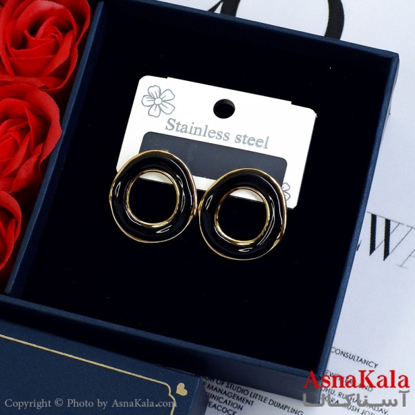 گوشواره میناکاری فشن رنگ طلایی کد GSH152050W