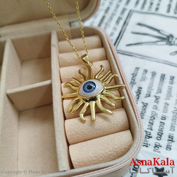 گردنبند چشم نظر طلایی دخترانه استیل با زنجیر 45 سانتی متر کد GNB162062W