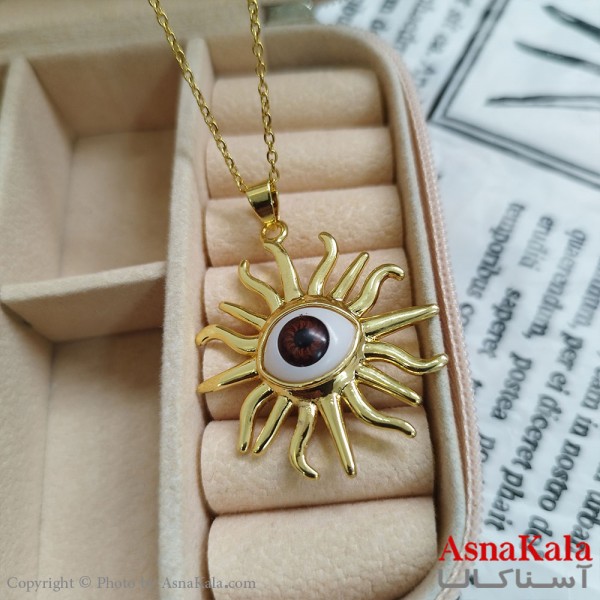 گردنبند چشم نظر طلایی دخترانه استیل با زنجیر 45 سانتی متر کد GNB162063W